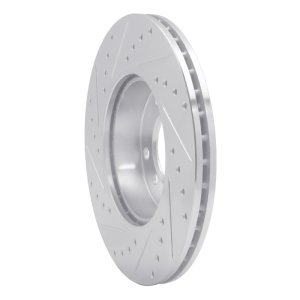 BMW 318TI Brake Rotor (1) - Front Right - R1 Concepts - Drilled & Slotted - Silver - `91-`06